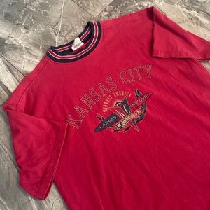 Kansas City Missouri GEAR sports ringer red white blue tee